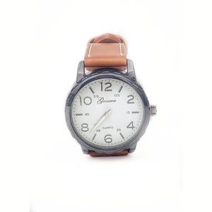 Mens Classic Brown Leather Watch Slim Business